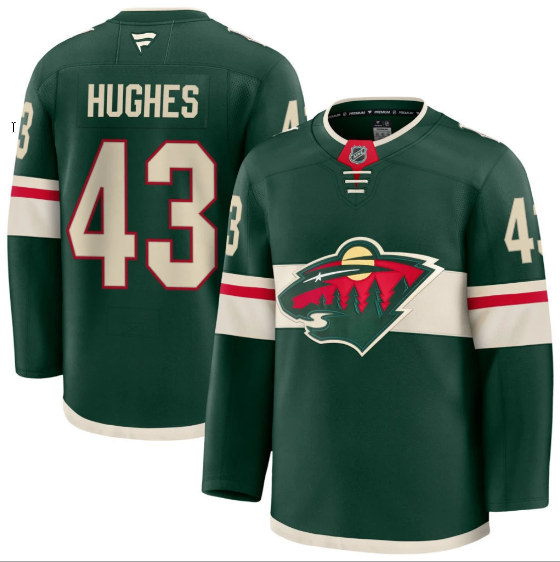 Quinn Hughes Jersey #43 Minnesota Wild 2026 Premium Stitched Green by Hockey David