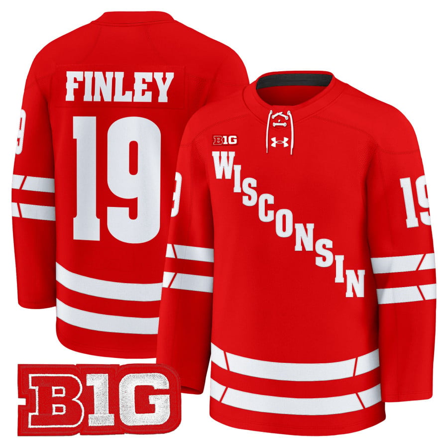 Quinn Finley Jersey #19 Wisconsin Badgers 2025-26 Premium Stitched by Hockey David