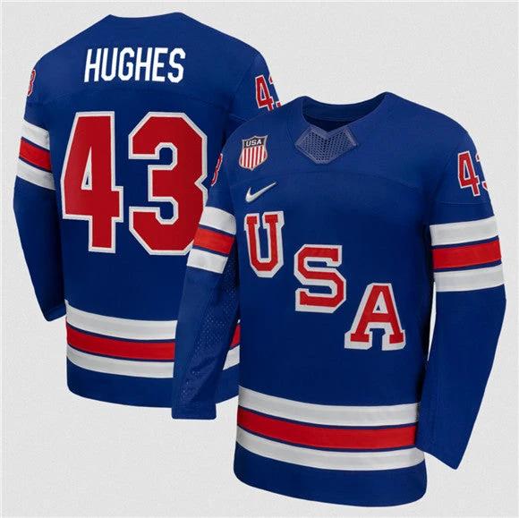 Quinn Hughes Jersey #43 USA Premium 2026 All Stitched by Hockey David