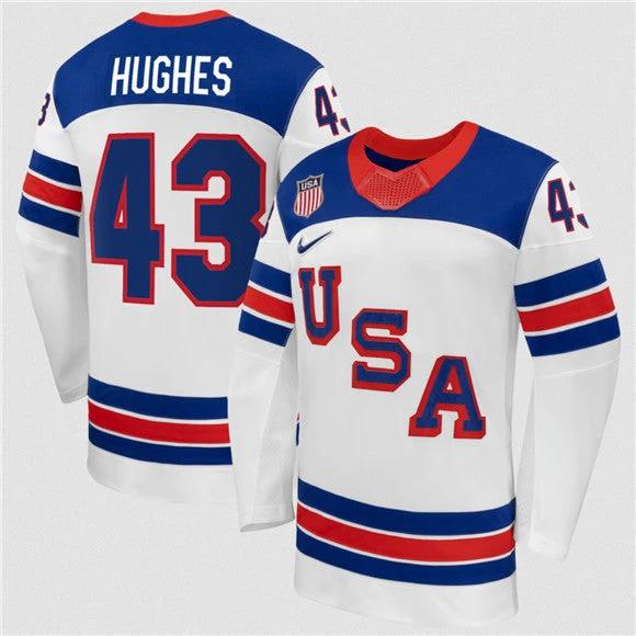 Quinn Hughes Jersey #43 USA Premium 2026 All Stitched by Hockey David