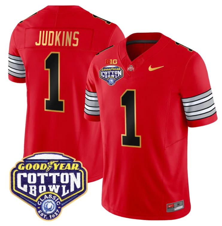 Quinshon Judkins Jersey #1 Ohio State 'Heritage Stripe' Cotton Bowl White by My Store