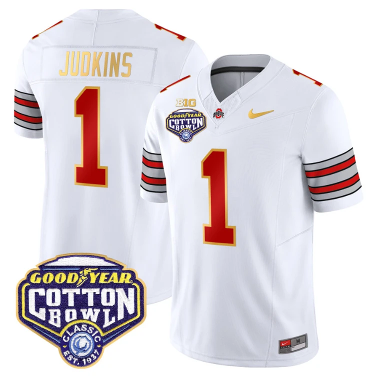 Quinshon Judkins Jersey #1 Ohio State 'Heritage Stripe' Cotton Bowl White by My Store