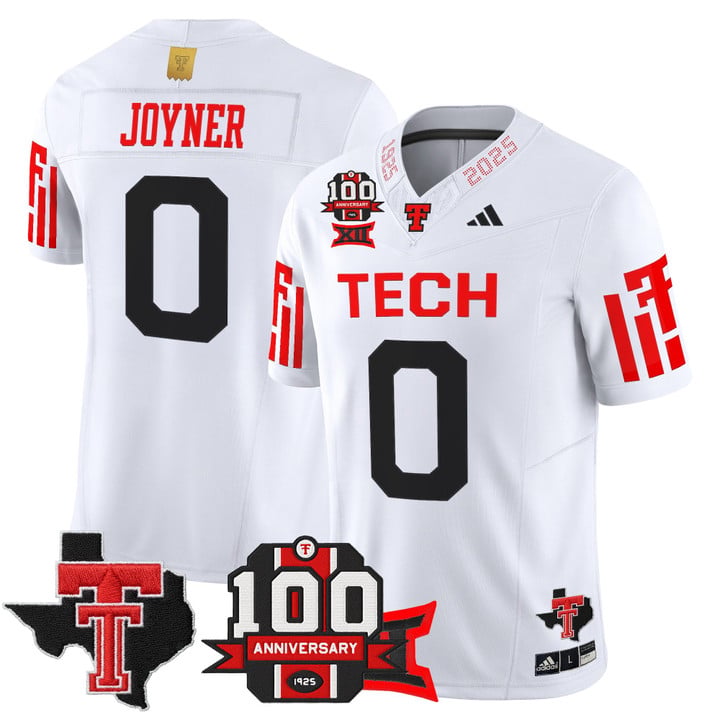 Quinten Joyner Jersey #0 Texas Tech 2025 100th Anniversary Patch Stitched by My Store NCAA Football Jerseys