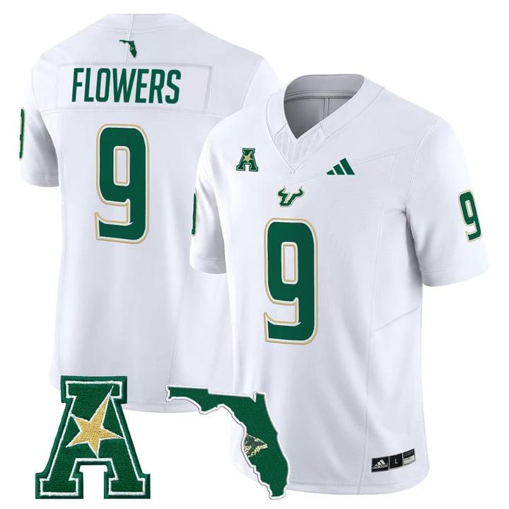 Quinton Flowers Jersey #9 South Florida Bulls 2025 Limited Stitched White by My Store NCAA Football Jerseys