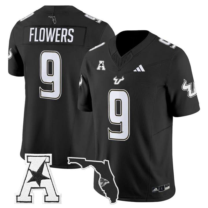 Quinton Flowers Jersey #9 South Florida Bulls 2025 Limited Stitched Black by My Store NCAA Football Jerseys