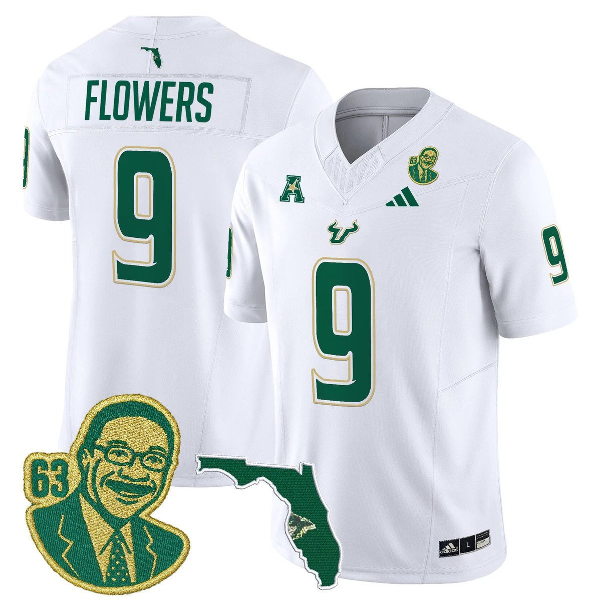 Quinton Flowers Jersey #9 South Florida Bulls Lee Roy Selmon Legacy White by My Store NCAA Football Jerseys
