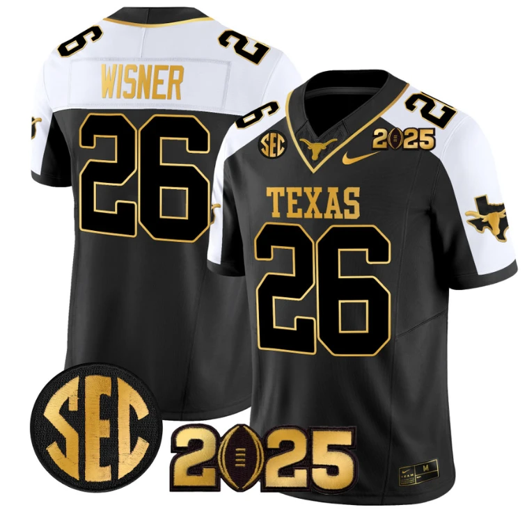 Quintrevion Wisner Jersey #26 Texas Longhorns 2025 CFP Final Patch Alternate by NCAA Football Jersey