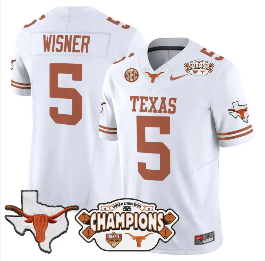 Quintrevion Wisner Jersey #5 Texas 2025 State Map Citrus Bowl Champions by My Store NCAA Football Jerseys