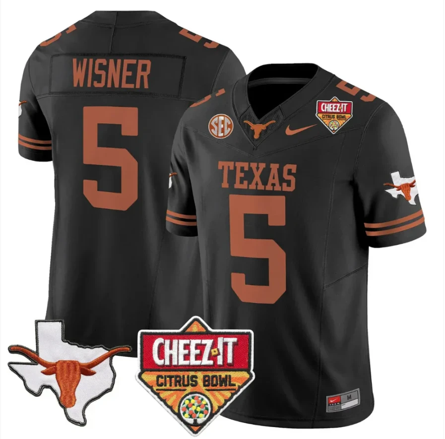 Quintrevion Wisner Jersey #5 Texas Longhorns 2025 State Map Citrus Bowl Stitched by My Store NCAA Football Jerseys