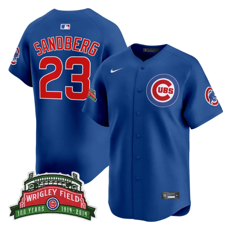 Ryne Sandberg Jersey #23 Chicago Cubs Wrigley Field Style Vapor Premier Limited Stitched Royal by My Store