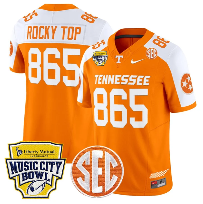 Rockey Jersey #865 Tennessee Vols 2025 Music City Bowl Patch Stitched Orange Alternate by NCAA Football Jersey