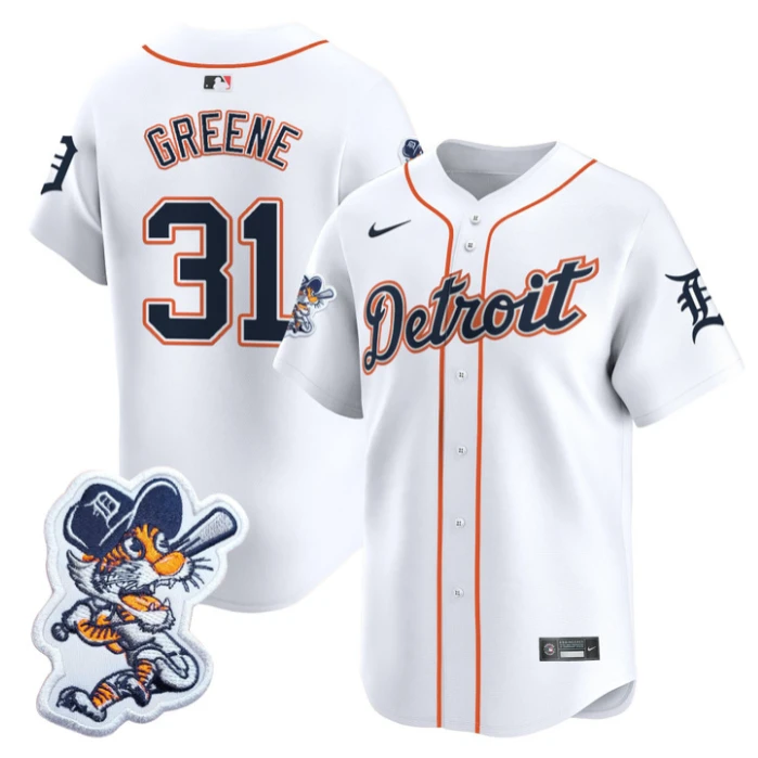 Riley Greene Jersey #31 Detroit Tigers Paws Patch Vapor Premier Limited Stitched White by My Store