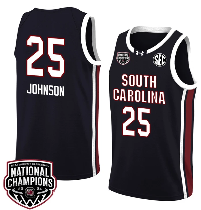 Raven Johnson Jersey #25 South Carolina Gamecocks 2024 NCAA Basketball National Champions Black by My store basketball