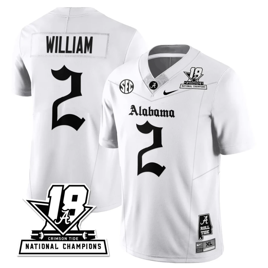 Ryan William Jersey #2 Alabama Crimson 18x-Time National Champions Gothic by My Store NCAA Football Jerseys