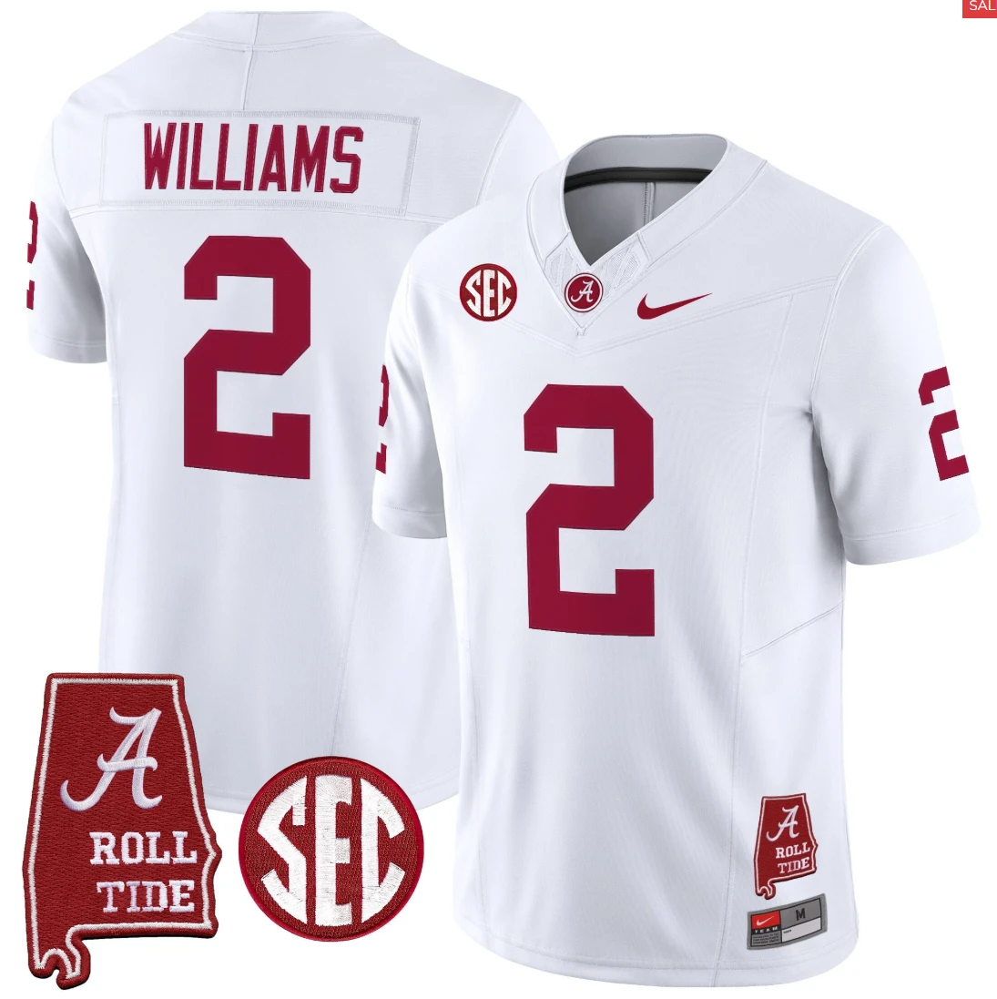 Ryan Williams Jersey #2 Alabama Crimson Throwback Alabama Map Stitched White by My Store