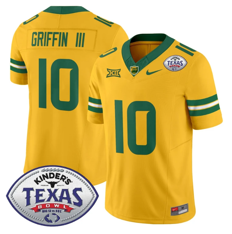 Robert Griffin III Jersey #10 Baylor Bears 2024 Texas Bowl Patch Gold by My Store