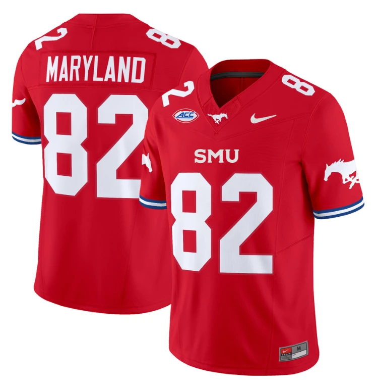 RJ Maryland Jersey #82 SMU Mustangs Icy College Football Vapor Limited Red by My Store