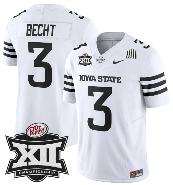 Rocco Becht Jersey #3 Iowa State 2024 Championship Patch Vapor White Limited by My Store