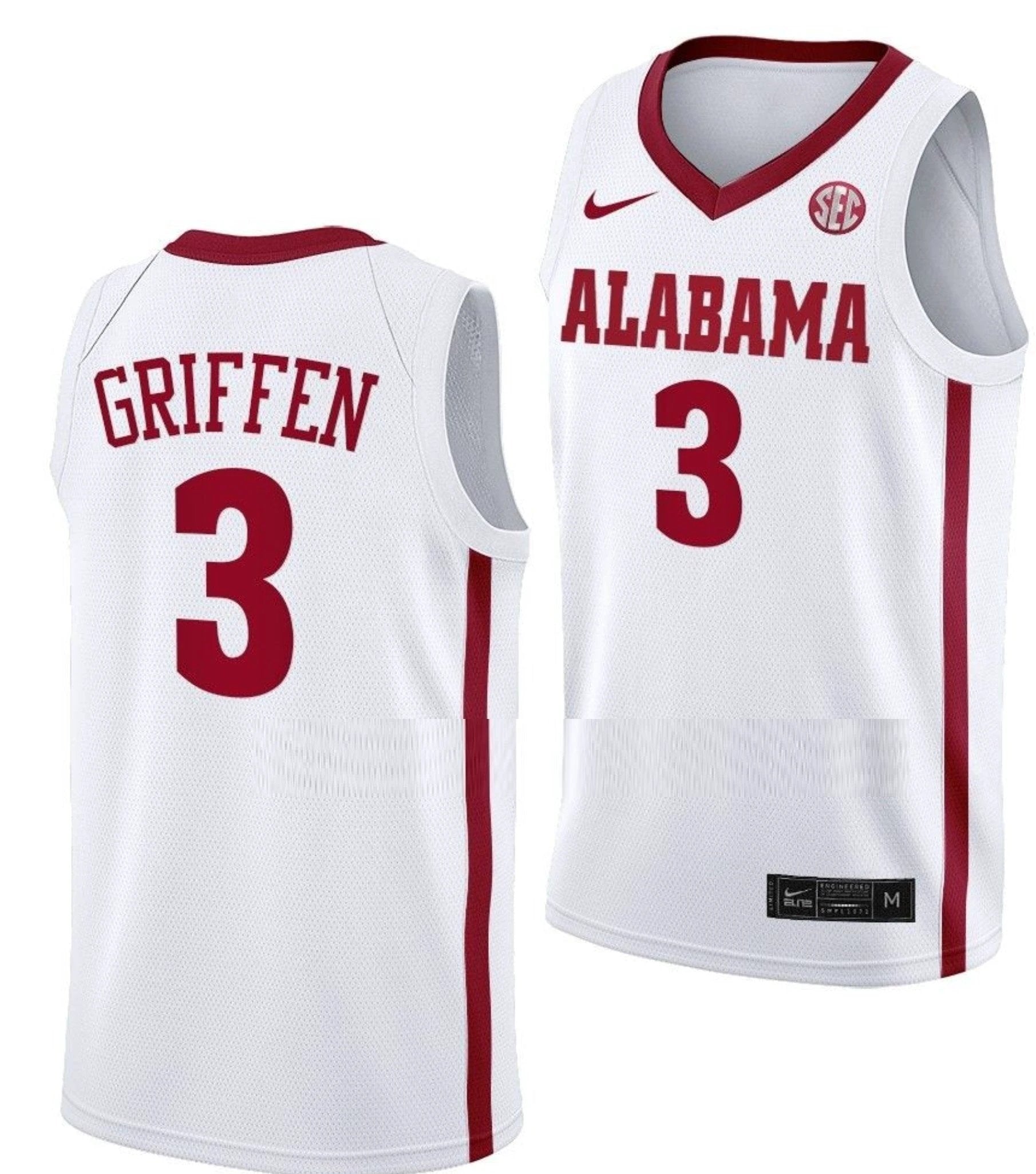 Rylan Griffen Jersey Alabama Crimson Tide College Basketball White #3 by My store basketball