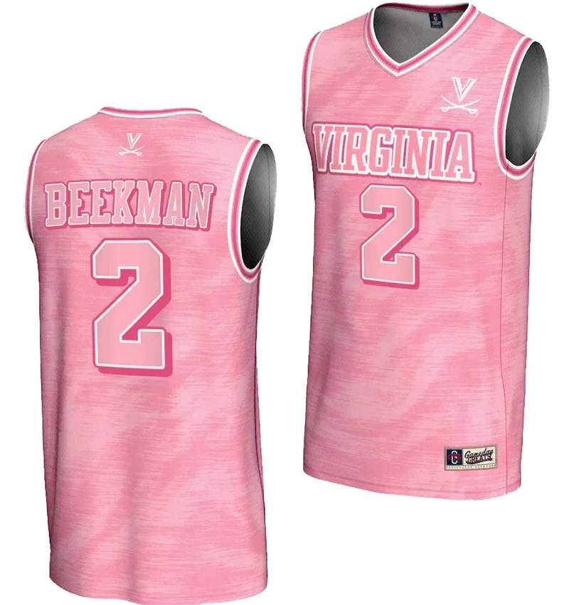 Reece Beekman Jersey #2 Virginia Cavaliers College Basketball Lightweight Pink by My store basketball