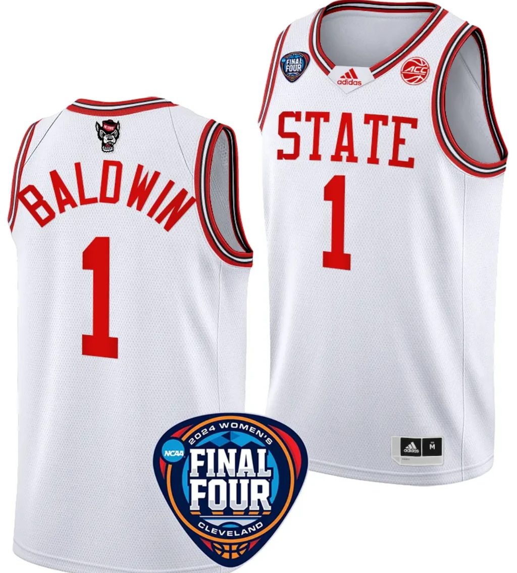 River Baldwin Jersey #1 NC State Wolfpack Basketball 2024 NCAA March Madness Final Four White by My store basketball