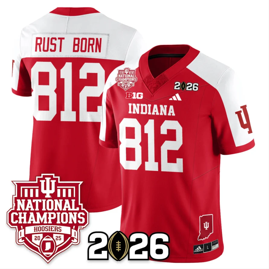 Rust Born Jersey #812 Indiana Hoosiers 2025 National Champions Stitched Red Alternate by My Store NCAA Football Jerseys