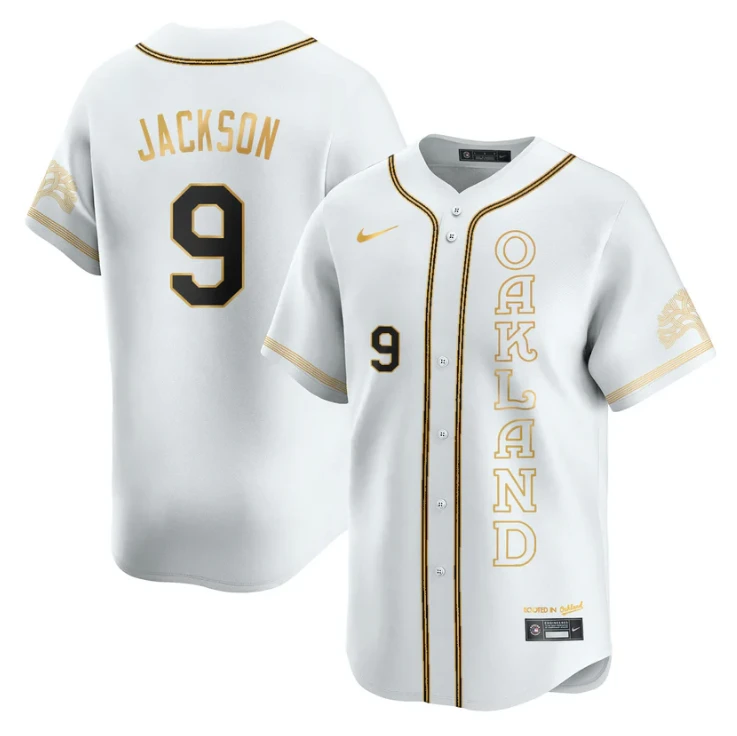 Reggie Jackson Jersey #9 Oakland Athletics City Connect Concept Stitched White Gold by My Store