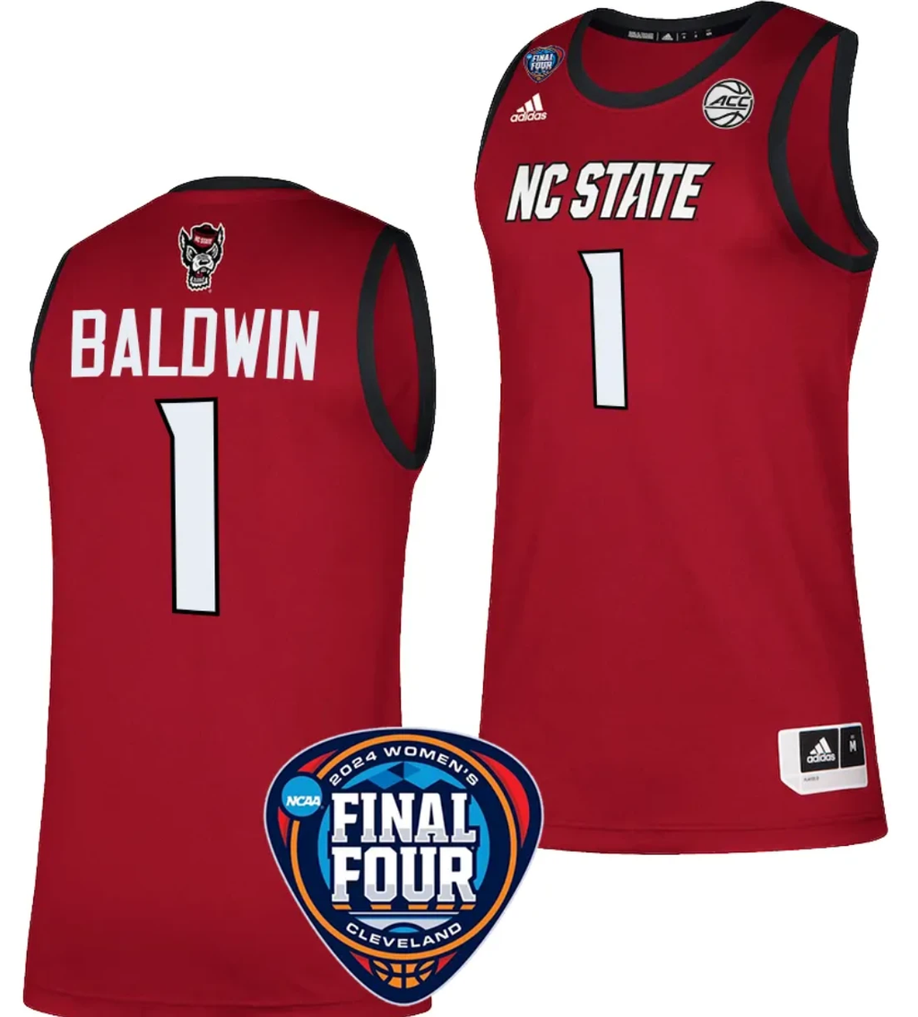 River Baldwin Jersey #1 NC State Wolfpack Basketball 2024 NCAA March Madness Final Four Red by My store basketball