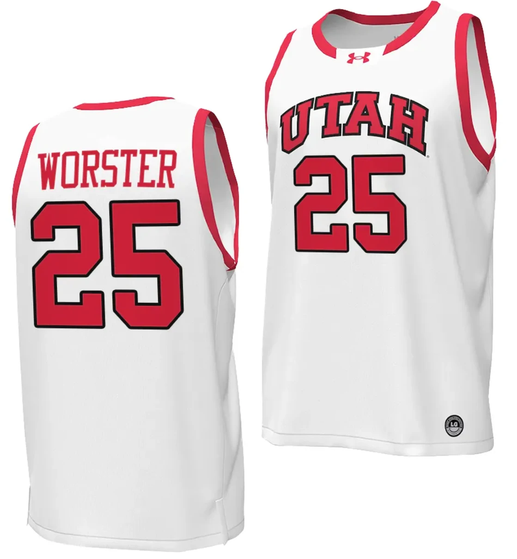 Rollie Worster Jersey #25 Utah Utes College Basketball 2023-24 Replica White by My store basketball