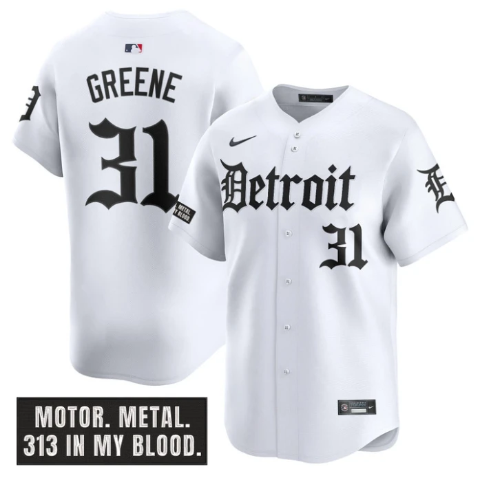 Riley Greene Jersey #31 Detroit Tigers Motor Gothic Edition Vapor Premier Limited Stitched White by My Store