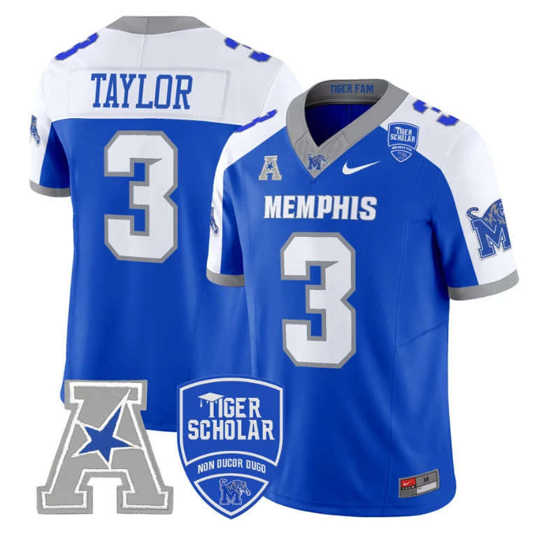Roc Taylor Jersey #3 Memphis Tigers 2024 Vapor Limited Stitched Royal Alternate by My Store