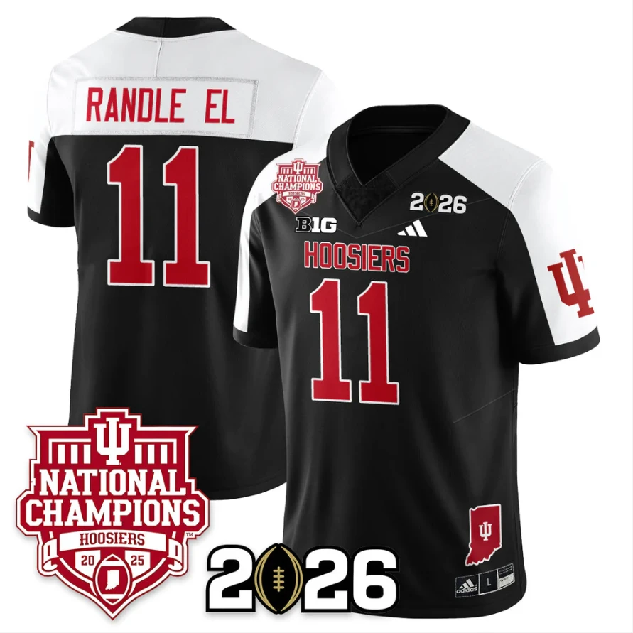 Randle El Jersey #11 Indiana Hoosiers 2025 National Champions Stitched Black Alternate by My Store NCAA Football Jerseys