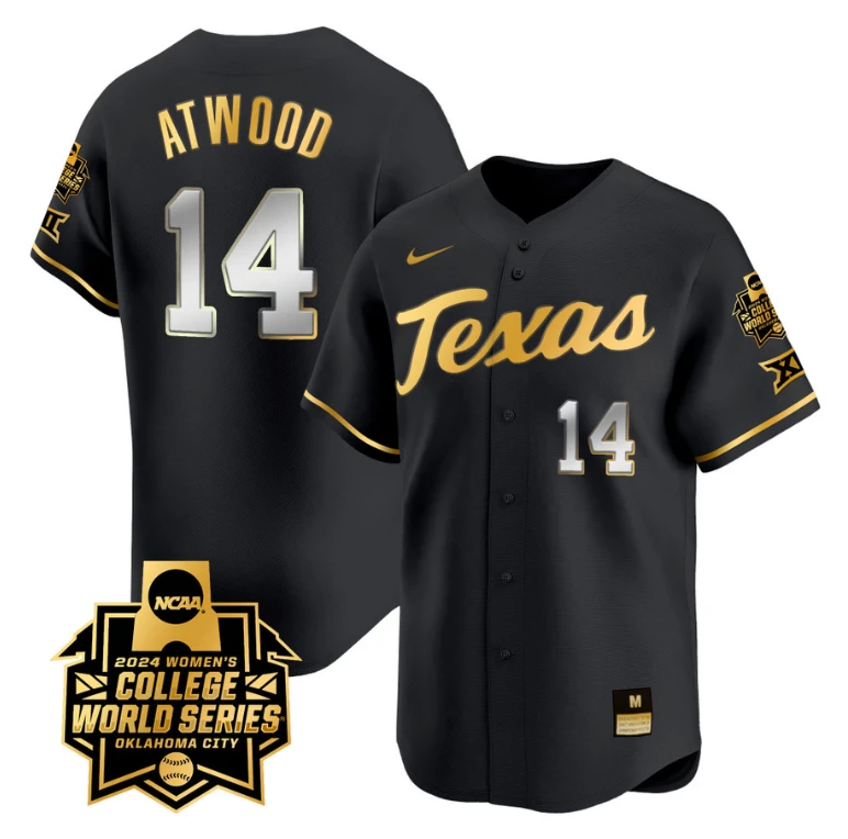Reese Atwood Jersey #14 Texas AM Aggies 2024 College World Series Patch Vapor Premier Limited NCAA Baseball Stitched Black Gold by My Store