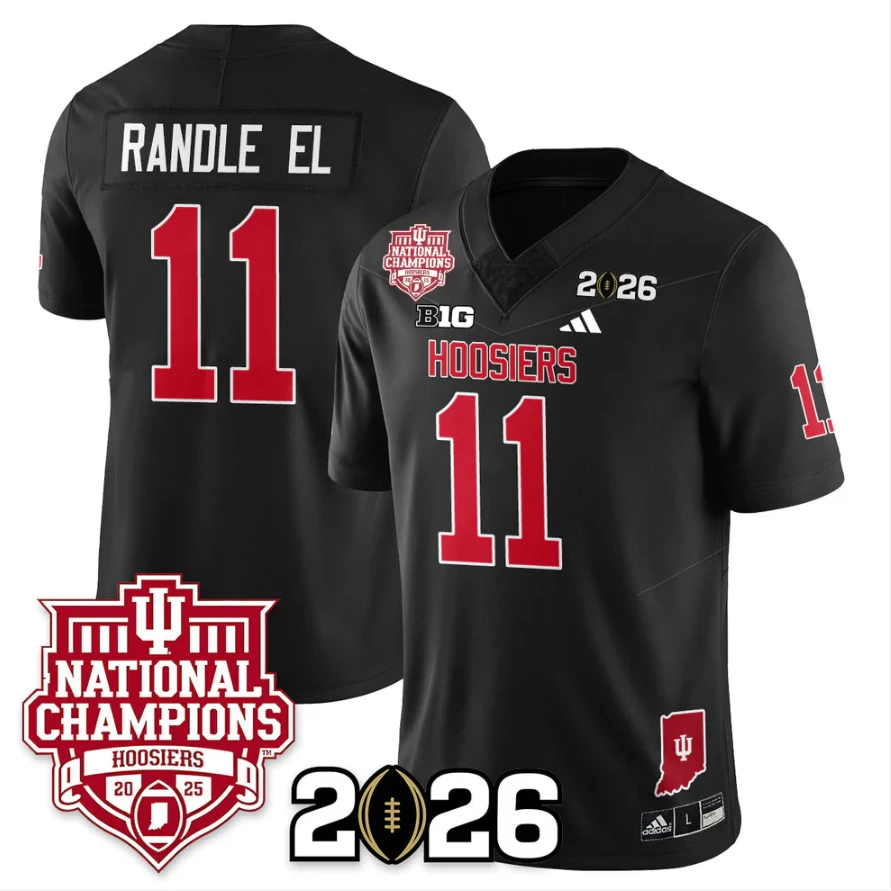 Randle El Jersey #11 Indiana Hoosiers 2025 National Champions Stitched Black by My Store NCAA Football Jerseys