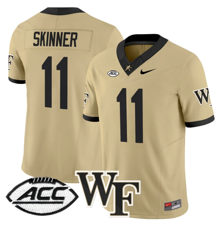 Riley Skinner Jersey #11 Wake Forest Demon Deacons 2024 Stitched Gold by My Store