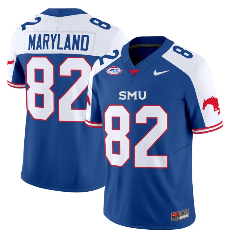 RJ Maryland Jersey #82 SMU Mustangs Icy College Football Vapor Limited Blue Alternate by My Store