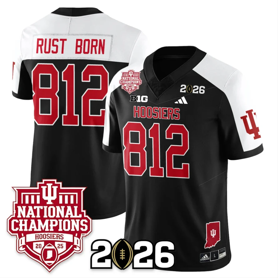 Rust Born Jersey #812 Indiana Hoosiers 2025 National Champions Stitched Black Alternate by My Store NCAA Football Jerseys