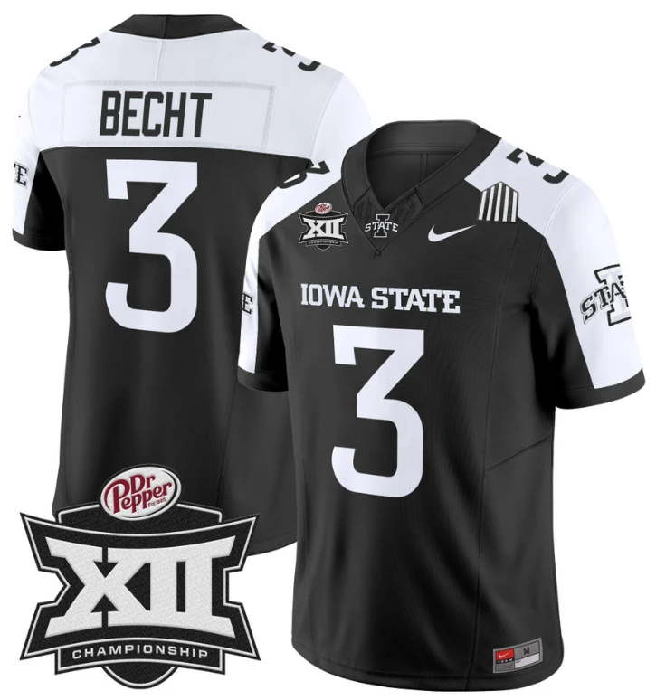 Rocco Becht Jersey #3 Iowa State 2024 Championship Patch Vapor Black Alternate by My Store