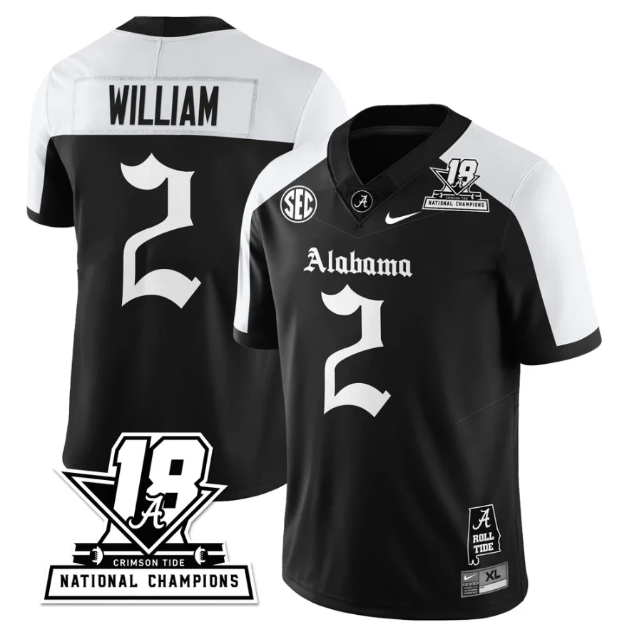 Ryan William Jersey #2 Alabama Crimson 18x-Time National Champions Gothic by My Store NCAA Football Jerseys