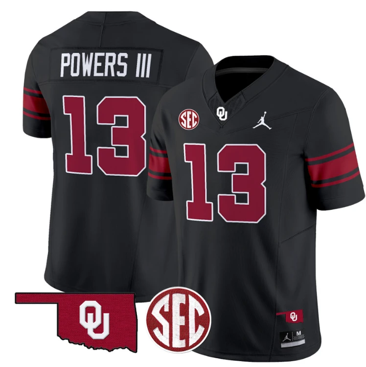 Reggie Powers III Jersey #13 Oklahoma Sooners Football Throwback Vapor Limited Stitched Black by My Store