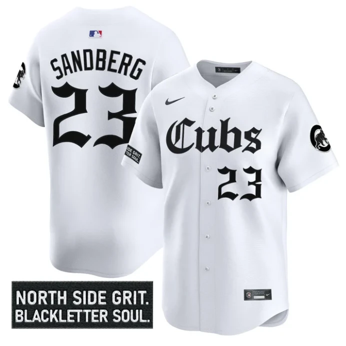 Ryne Sandberg Jersey #23 Chicago Cubs Gothic North Side Edition Vapor Limited Stitched White by My Store