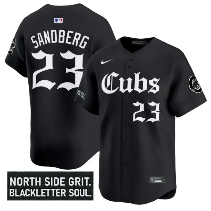 Ryne Sandberg Jersey #23 Chicago Cubs Gothic North Side Edition Vapor Limited Stitched Black by My Store