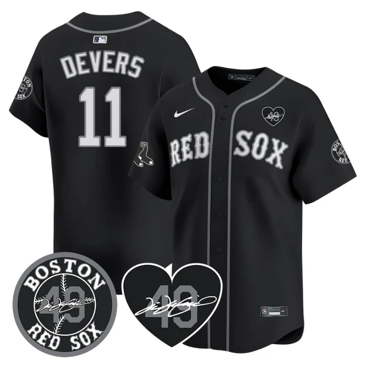 Rafael Devers Jersey #11 Boston Red Sox Tim Wakefield Memorial Patch Stitched Black by My Store