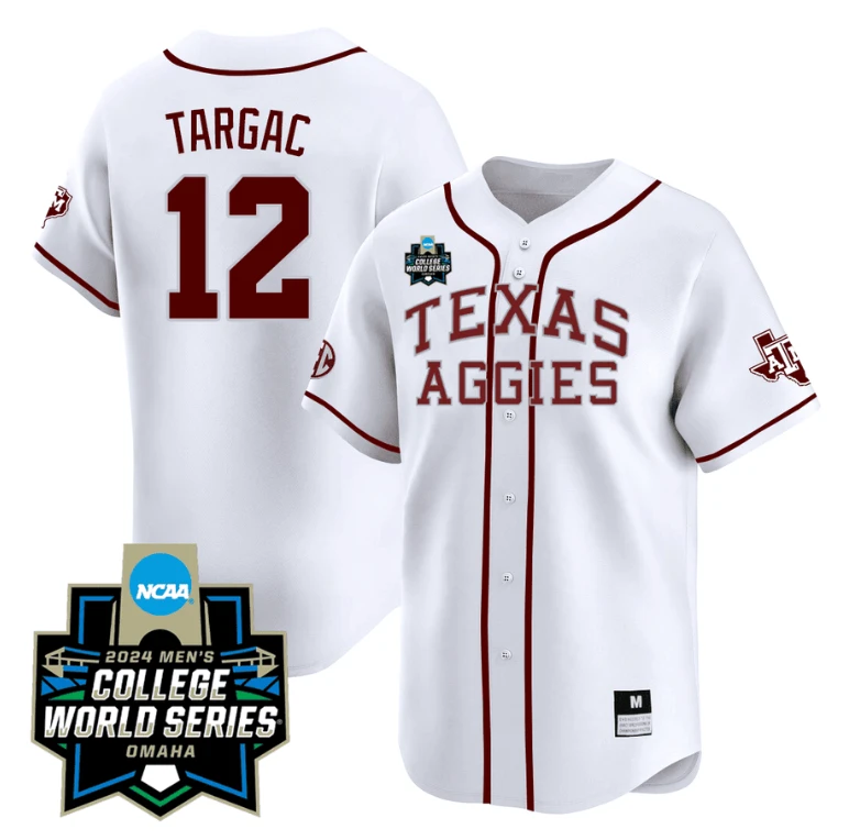 Rayan Targac Jersey #12 Texas AM Aggies 2024 College World Series Vapor Premier Limited NCAA Baseball Stitched White Alternate by My Store