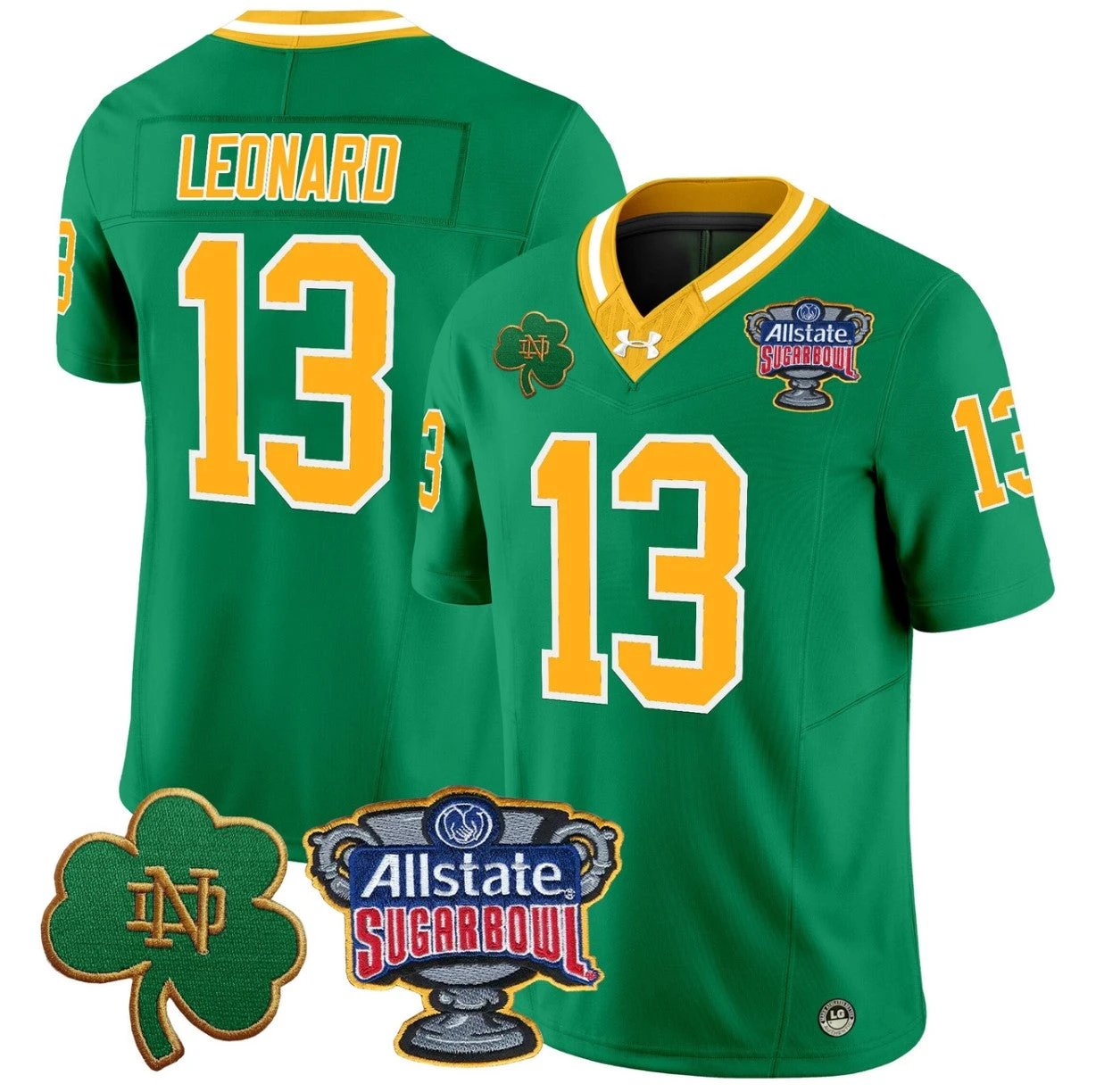 Riley Leonard Jersey #13 Notre Dame 2024 Sugar Bowl Patch V2 Throwback by NCAA Football Jersey