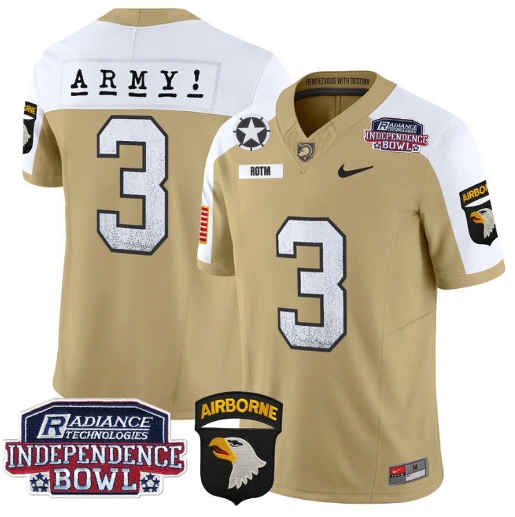 Rotm Jersey #3 Army Black Knights Independence Bowl Patch Tan Alternate by My Store