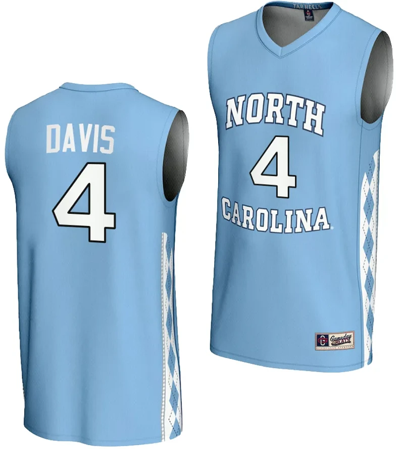 RJ Davis Jersey #4 UNC Tar Heels Basketball Lightweight Blue by My store basketball