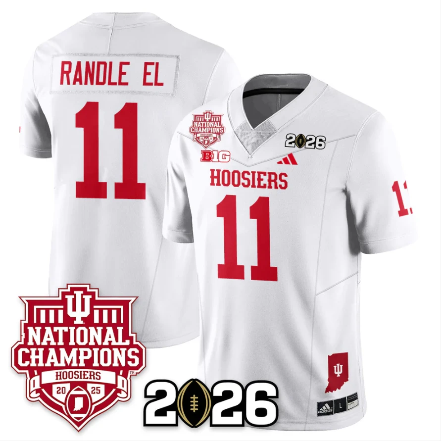 Randle El Jersey #11 Indiana Hoosiers 2025 National Champions Stitched White by My Store NCAA Football Jerseys