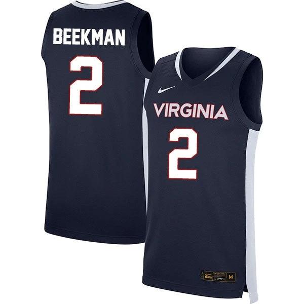 Reece BeekmanJersey #2 Virginia Cavaliers College Basketball Stitched Navy by My store basketball