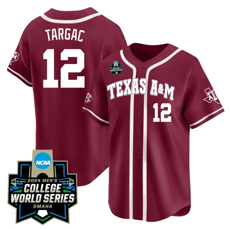 Rayan Targac Jersey #12 Texas AM Aggies 2024 College World Series Vapor Premier Limited NCAA Baseball Stitched Maroon Alternate by My Store